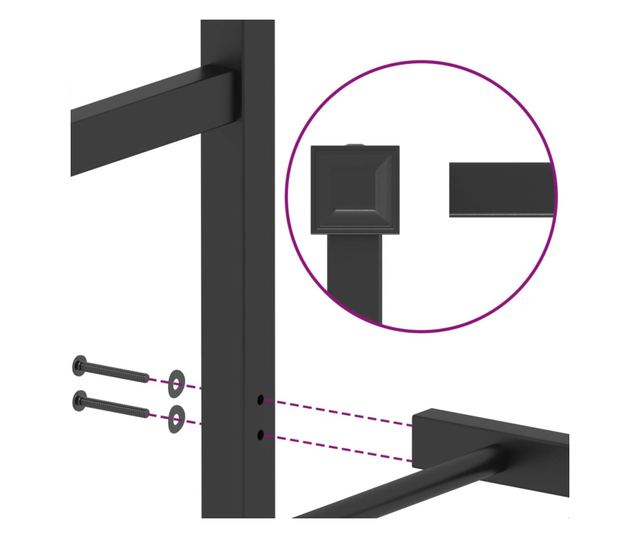 fekete fém ágykeret fejtámlával 107 x 203 cm