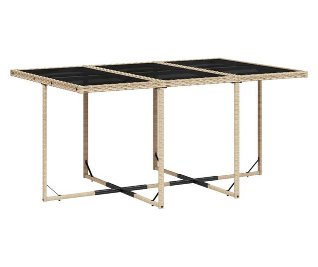 Градински комплект с възглавници, 7 части, бежов полиратан