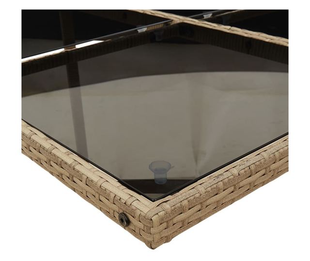 Градински комплект с възглавници, 9 части, бежов полиратан