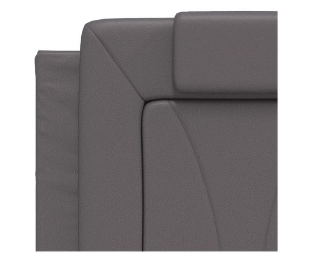 Легло с матрак, сиво, 140x190 см изкуствена кожа