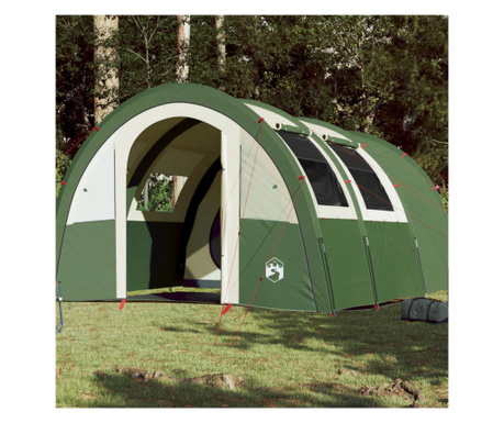 Cort de camping 4 persoane, verde, 483x340x193 cm, tafta 185T