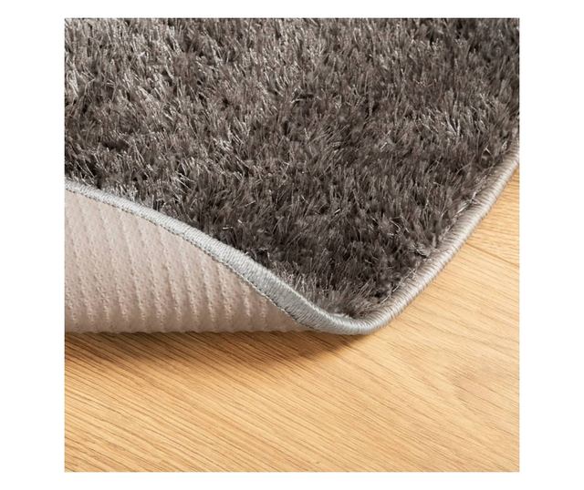 ISTAN szürke hosszú szálú fényes szőnyeg Ø 100 cm