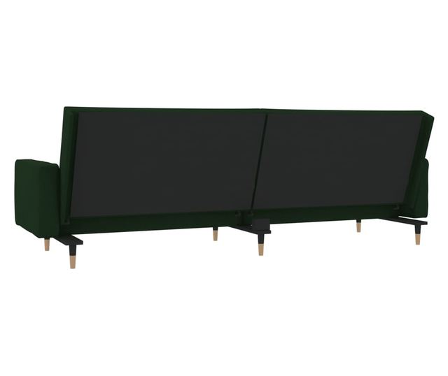 kétszemélyes sötétzöld bársony kanapéágy két párnával