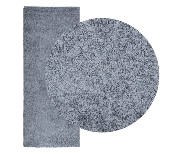 PAMPLONA kék magas szálú bolyhos modern szőnyeg 80 x 200 cm