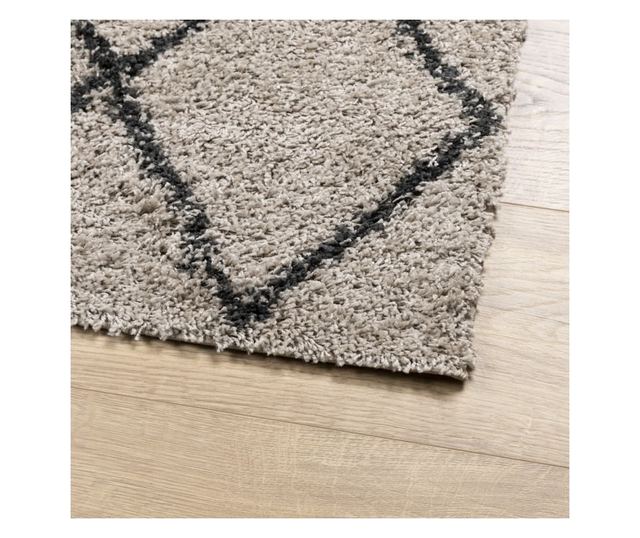 PAMPLONA bézs és antracit bolyhos modern szőnyeg 160 x 230 cm
