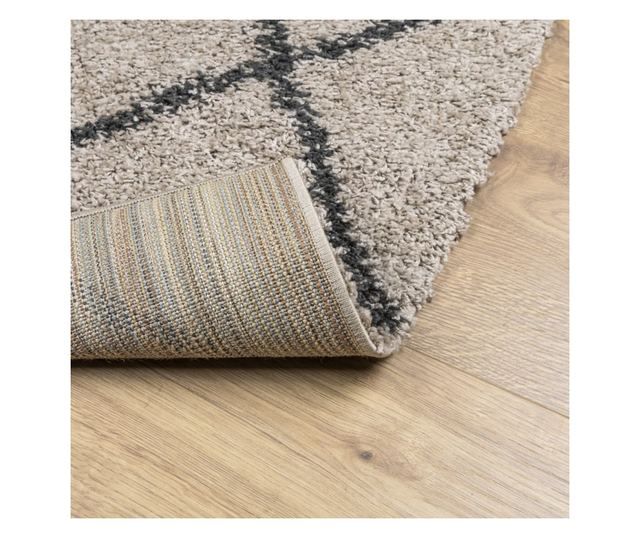 PAMPLONA bézs és antracit bolyhos modern szőnyeg 160 x 230 cm
