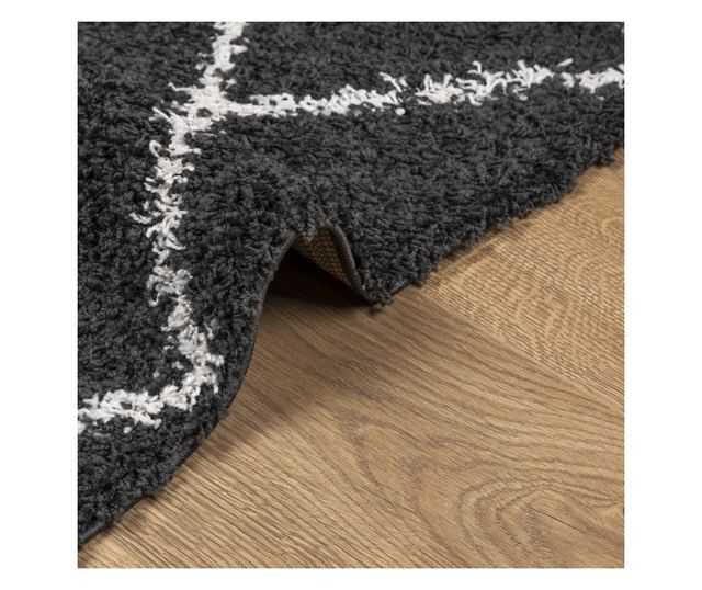 PAMPLONA fekete és krém bolyhos modern szőnyeg 240 x 340 cm