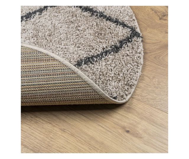 PAMPLONA bézs és antracit bolyhos modern szőnyeg Ø 200 cm