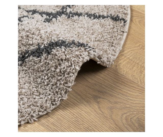 PAMPLONA bézs és antracit bolyhos modern szőnyeg Ø 280 cm