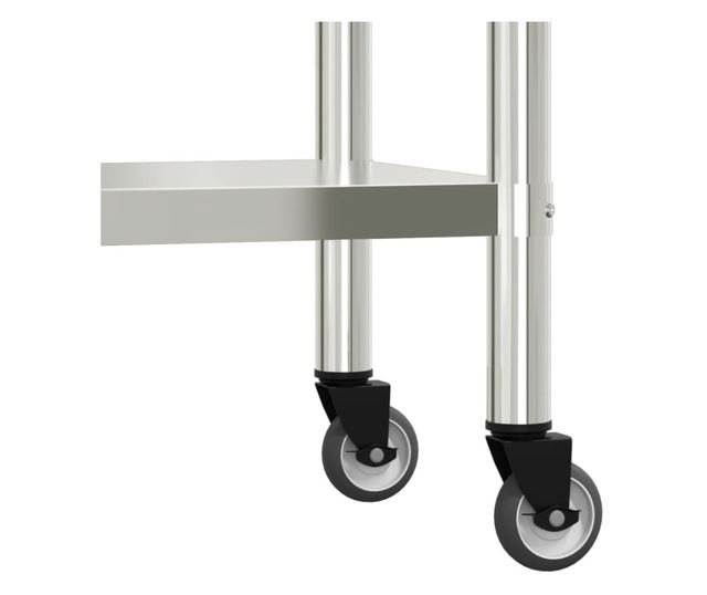 rozsdamentes acél konyhai munkaasztal kerekekkel 82,5x55x85 cm