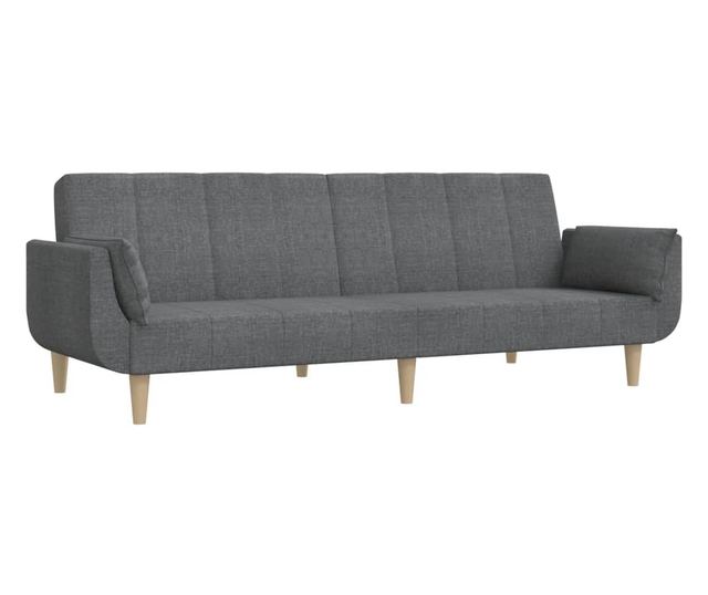 kétszemélyes világosszürke szövet kanapéágy két párnával