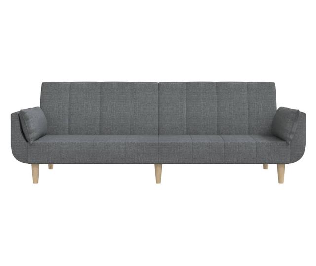 kétszemélyes világosszürke szövet kanapéágy két párnával