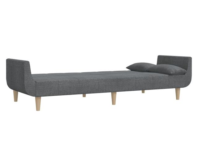 kétszemélyes világosszürke szövet kanapéágy két párnával