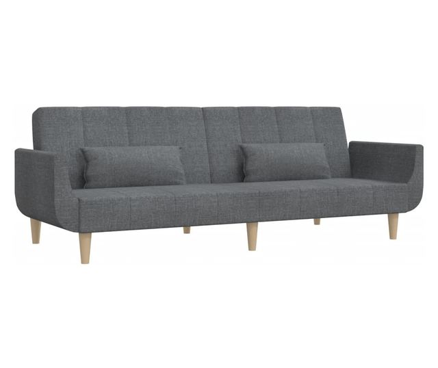 kétszemélyes világosszürke szövet kanapéágy két párnával