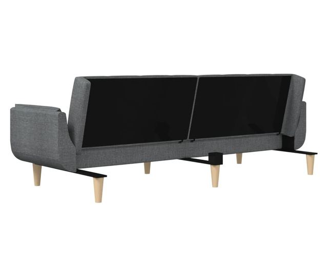 kétszemélyes világosszürke szövet kanapéágy két párnával