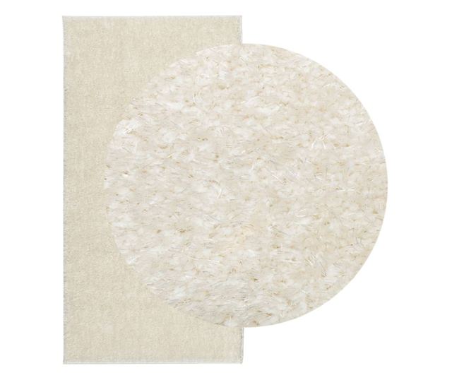 ISTAN krémszínű hosszú szálú fényes szőnyeg 100 x 200 cm