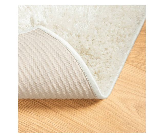 ISTAN krémszínű hosszú szálú fényes szőnyeg 240 x 340 cm