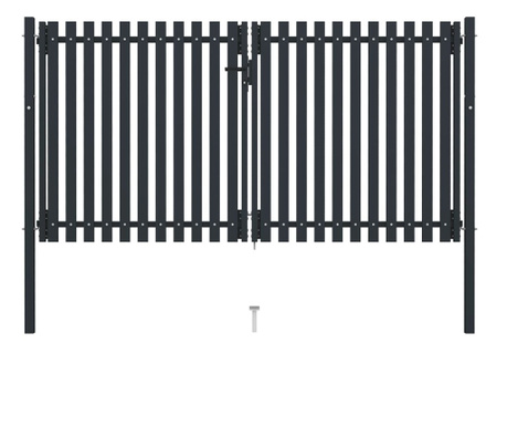 Poartă de gard dublă, antracit, 306 x 220 cm, oțel