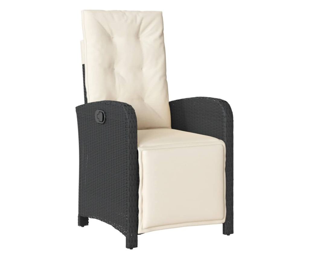 Бистро комплект с възглавници 3 части черен полиратан - 4