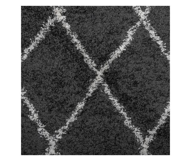 PAMPLONA fekete és krém bolyhos modern szőnyeg 240 x 340 cm
