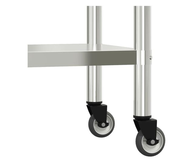 rozsdamentes acél konyhai munkaasztal kerekekkel 110x30x85 cm