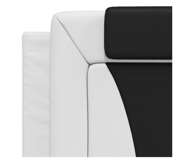 Легло с матрак, бяло и черно, 90x190 см, изкуствена кожа