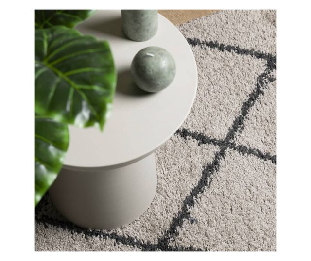 PAMPLONA bézs és antracit bolyhos modern szőnyeg 120 x 120 cm