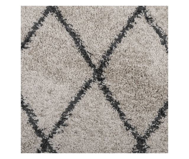 PAMPLONA bézs és antracit bolyhos modern szőnyeg Ø 200 cm