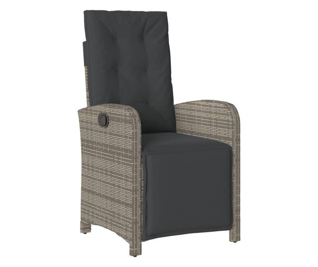 szürke polyrattan dönthető kerti szék lábtartóval