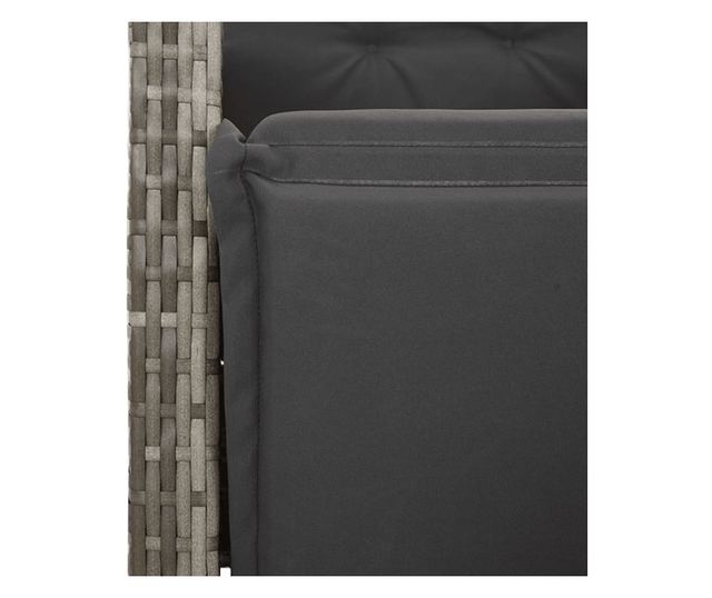 szürke polyrattan dönthető kerti szék lábtartóval