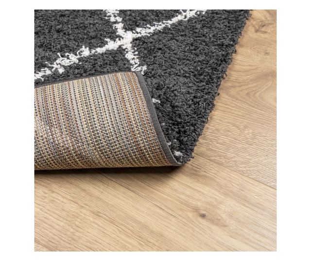 PAMPLONA fekete és krém bolyhos modern szőnyeg 240 x 340 cm