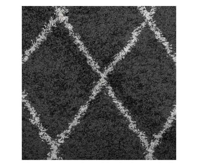 PAMPLONA fekete és krém bolyhos modern szőnyeg 200 x 280 cm