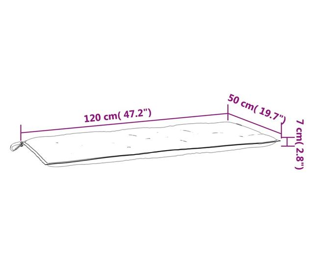 melange piros szövet kerti padpárna 120 x 50 x 7 cm