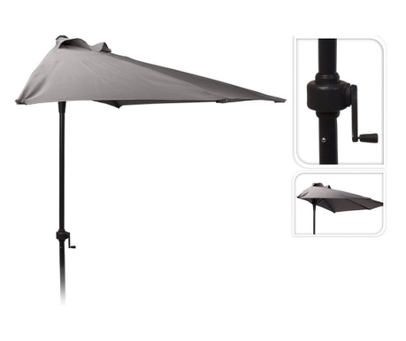 ProGarden Umbrelă de soare, gri cărbune, 250 cm, semirotundă