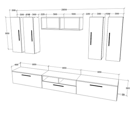 Living haaus Kos V4, Antracit/Stejar Artisan, L 285 cm