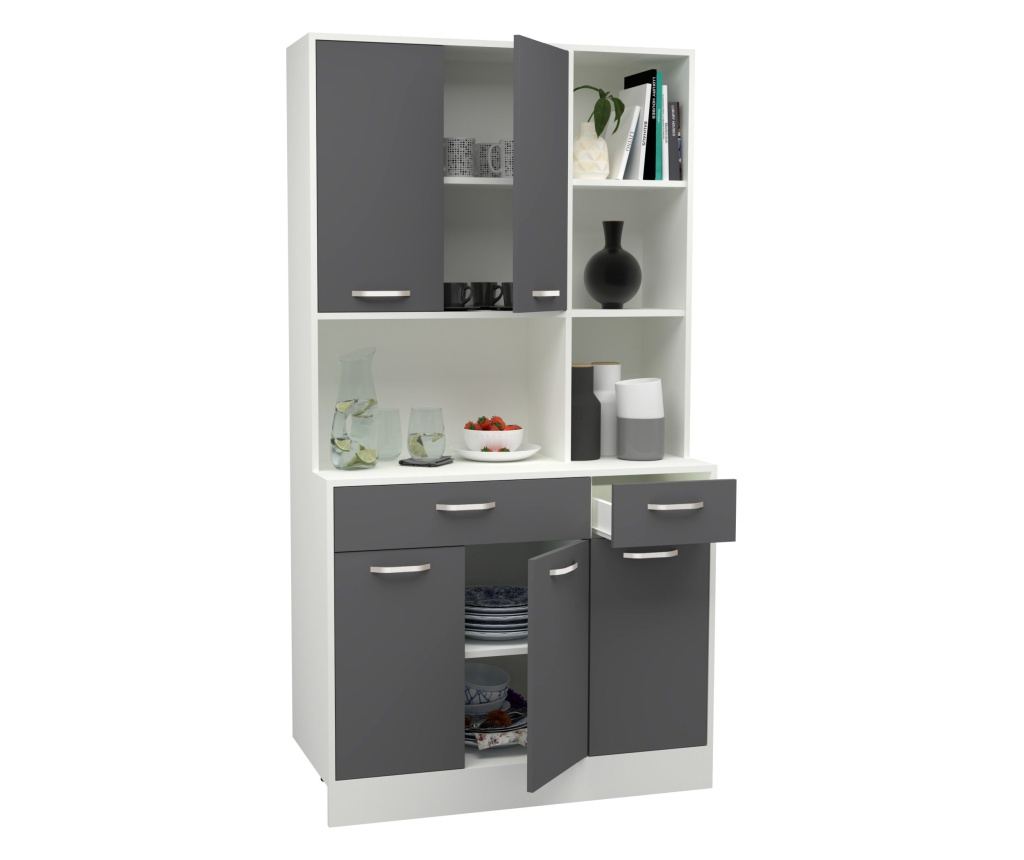 Bufet haaus Hugo, Antracit/Alb, 100 x 44 x 188 cm - 2