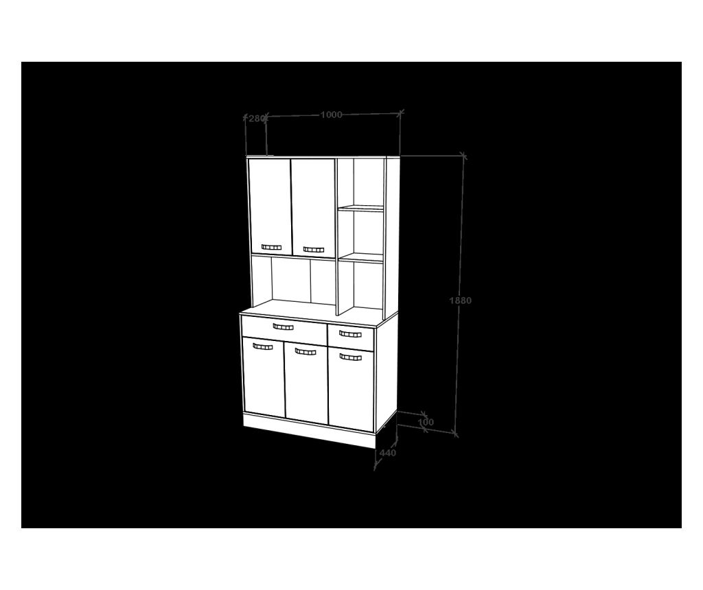 Bufet haaus Hugo, Antracit/Alb, 100 x 44 x 188 cm - 3