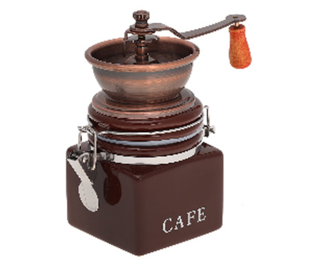 Râșniță de cafea manuală Kinghoff KH 4146, Mecanism ceramic, Carcasă metalică și ceramică, Maro
