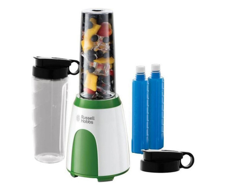Russell Hobbs Blender Explore Mix & Go Cool 25160-56, 300 W, 600 ml, Fără BPA, Oțel inoxidabil, Design ergonomic, Alb/Verde
