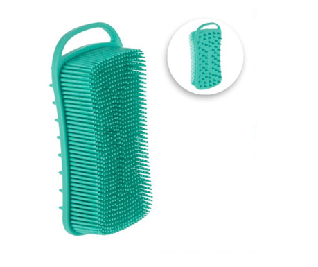 Perie pentru corp 2 in 1, din silicon pentru curatare, exfoliere si masaj corporal, Verde