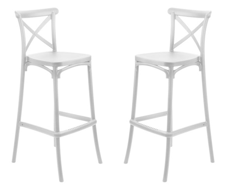 Set 2 scaune inalte bar suprapozabile RAKI RAVENA, 38x44xh103cm, polipropilena, albe
