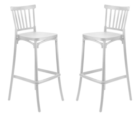 Set 2 scaune inalte bar suprapozabile RAKI ARLES, 36x44xh103cm, polipropilena, albe