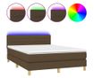 Пружинно легло с матрак и LED, тъмнокафяво, 140x190 см, текстил thumbnail 2