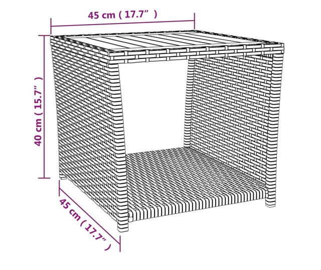 Комплект градински шезлонги, 2 броя, Черен, Полиратан и Акациево дърво