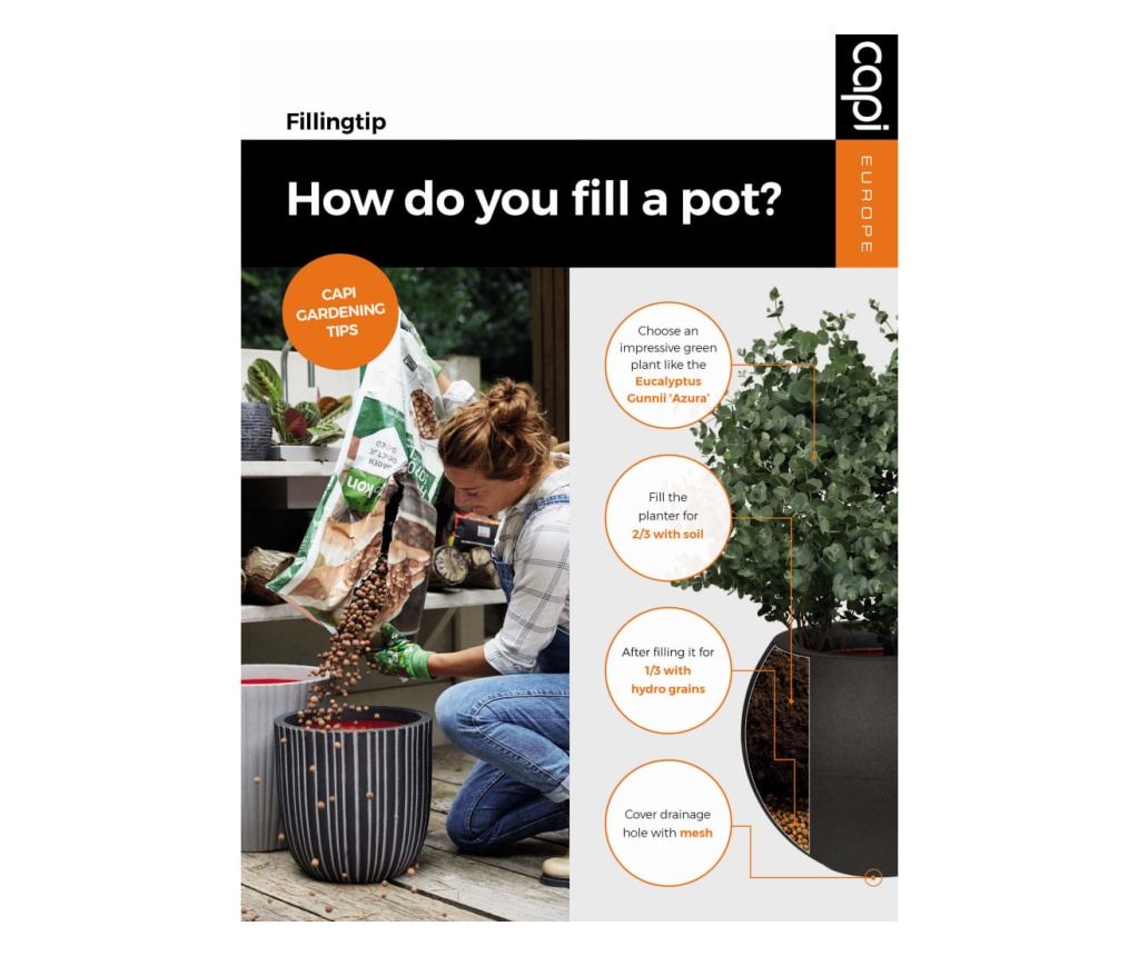 Capi Nature Rib Egg Pot, Черен, 54x52 см, KBLR935 - 3