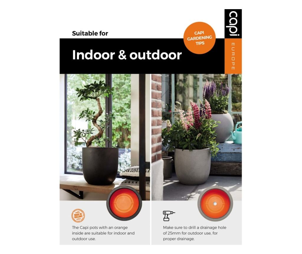 Capi Nature Rib Egg Pot, Черен, 54x52 см, KBLR935 - 4