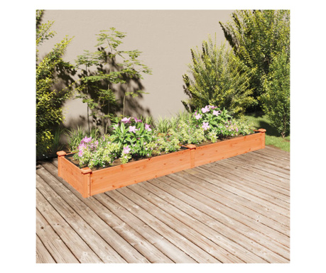 Strat grădină înălțat cu căptușeală maro 240x60x25 cm lemn brad
