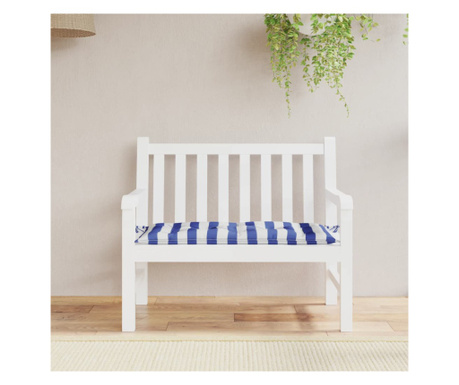 Perne bancă grădină, dungi albastre/albe, 110x50x7 cm, textil