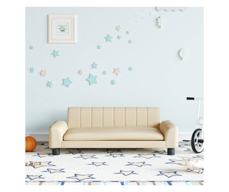 Canapea pentru copii, crem, 90x53x30 cm, material textil