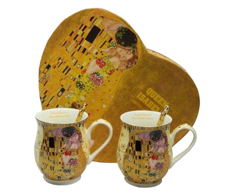 Gustav Klimt porcelán bögre 2 db szív alakú díszdobozban